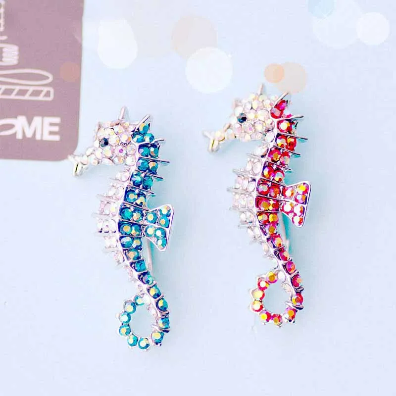Blue Crystal Rhinestone Peacock Brooch Jewelry Pin