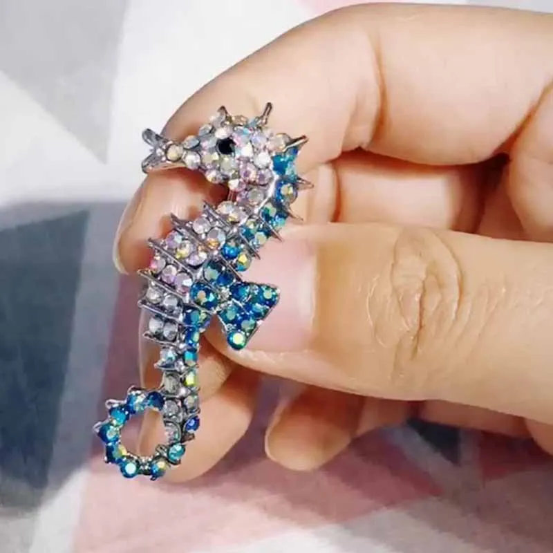 Blue Crystal Rhinestone Peacock Brooch Jewelry Pin