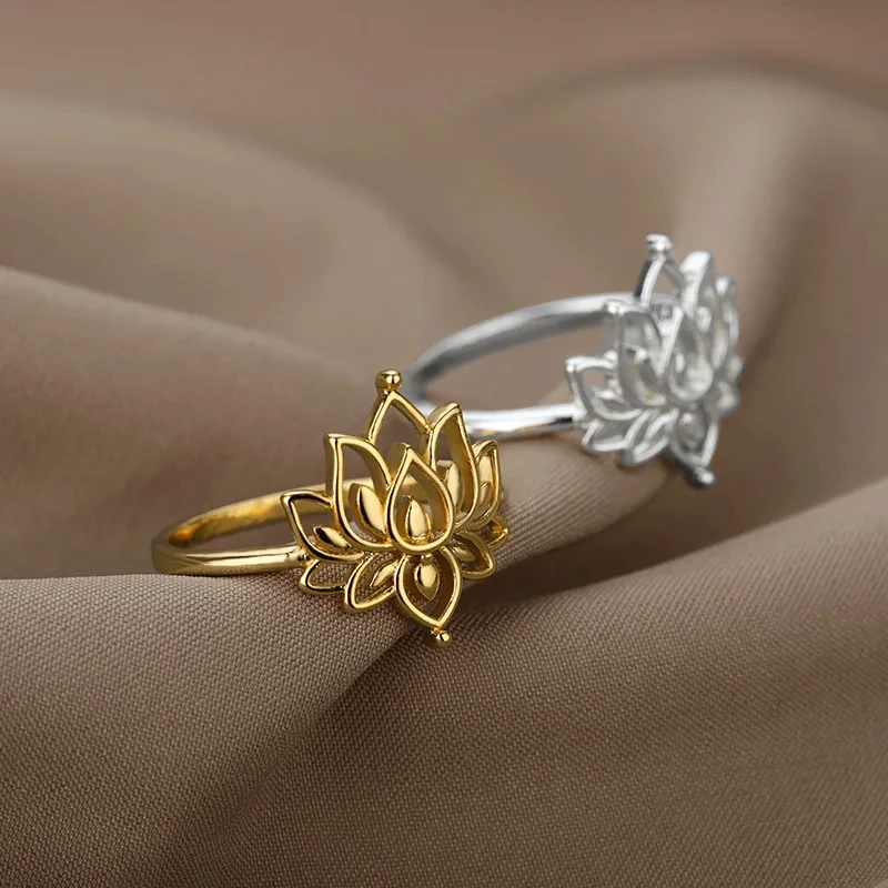 Stainless Steel Lotus Flower Ring for Women Stainless Steel Lotus Flower Ring for Women