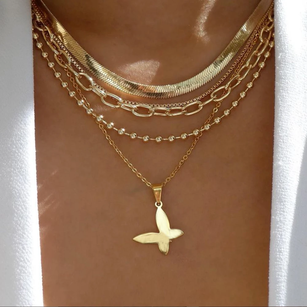 Vintage Gold Color Multiple Styles Necklace For Women