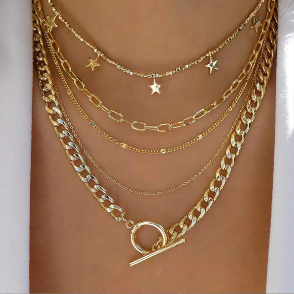 Vintage Gold Color Multiple Styles Necklace For Women