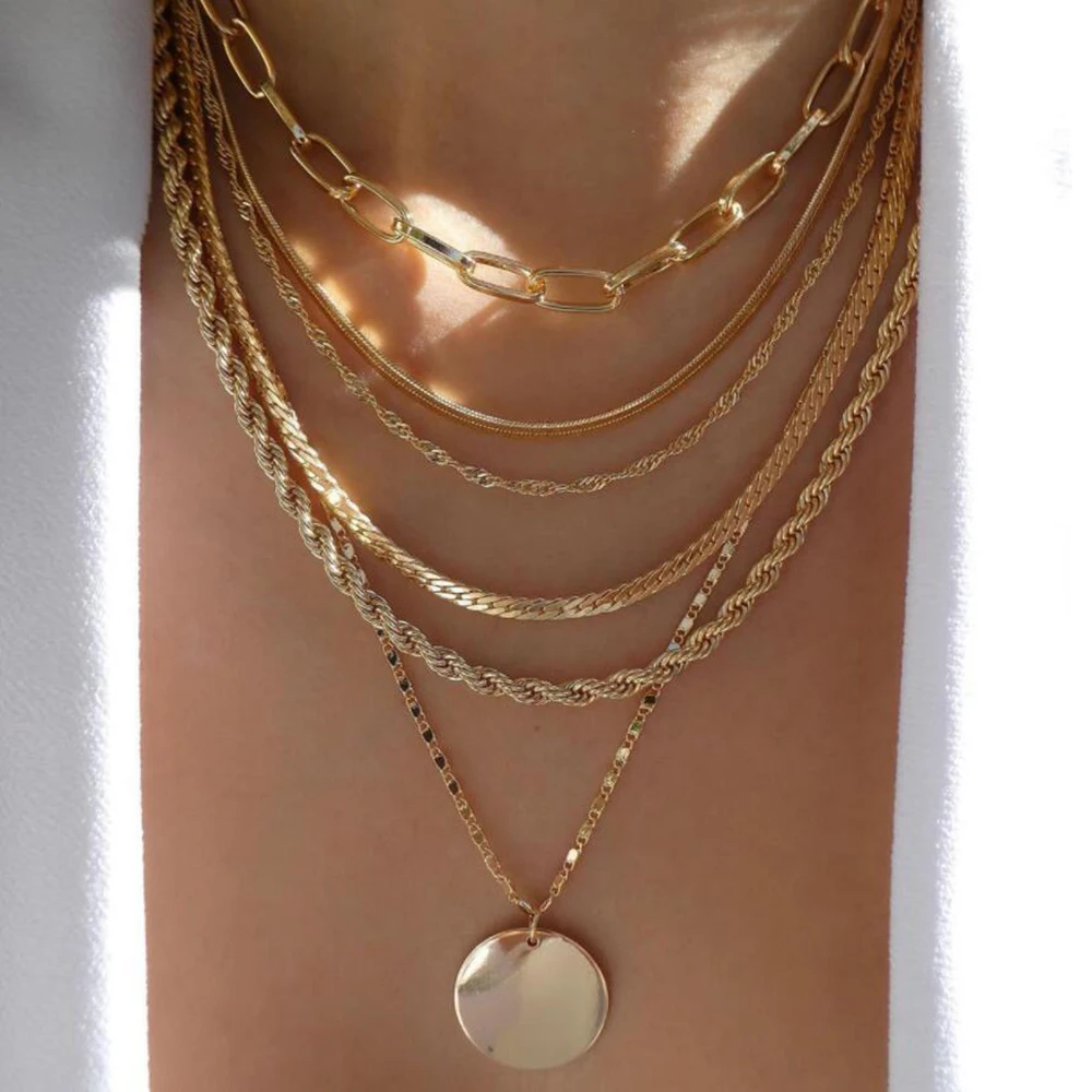 Vintage Gold Color Multiple Styles Necklace For Women