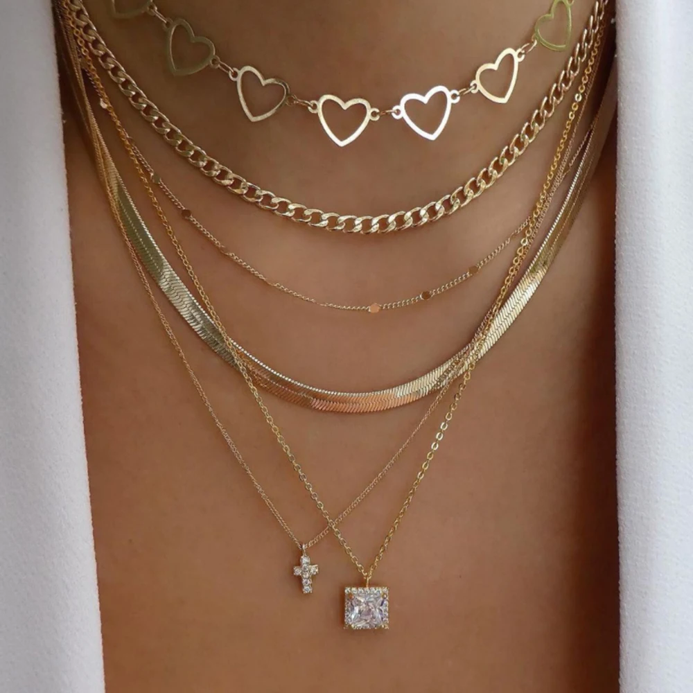 Vintage Gold Color Multiple Styles Necklace For Women