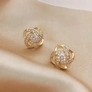 Cross Hollow Light Luxury Zircon Stud Earrings