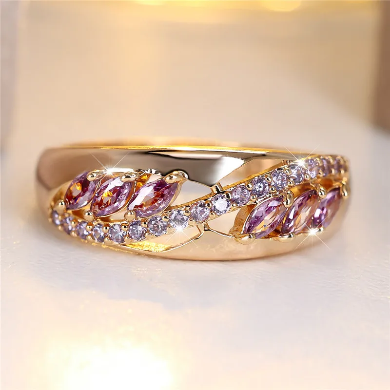 Cute Female Purple Zircon Stone Engagement Ring