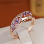 Cute Female Purple Zircon Stone Engagement Ring