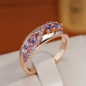Cute Female Purple Zircon Stone Engagement Ring