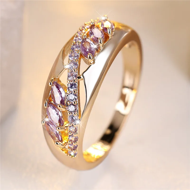 Cute Female Purple Zircon Stone Engagement Ring