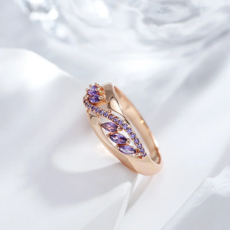 Cute Female Purple Zircon Stone Engagement Ring