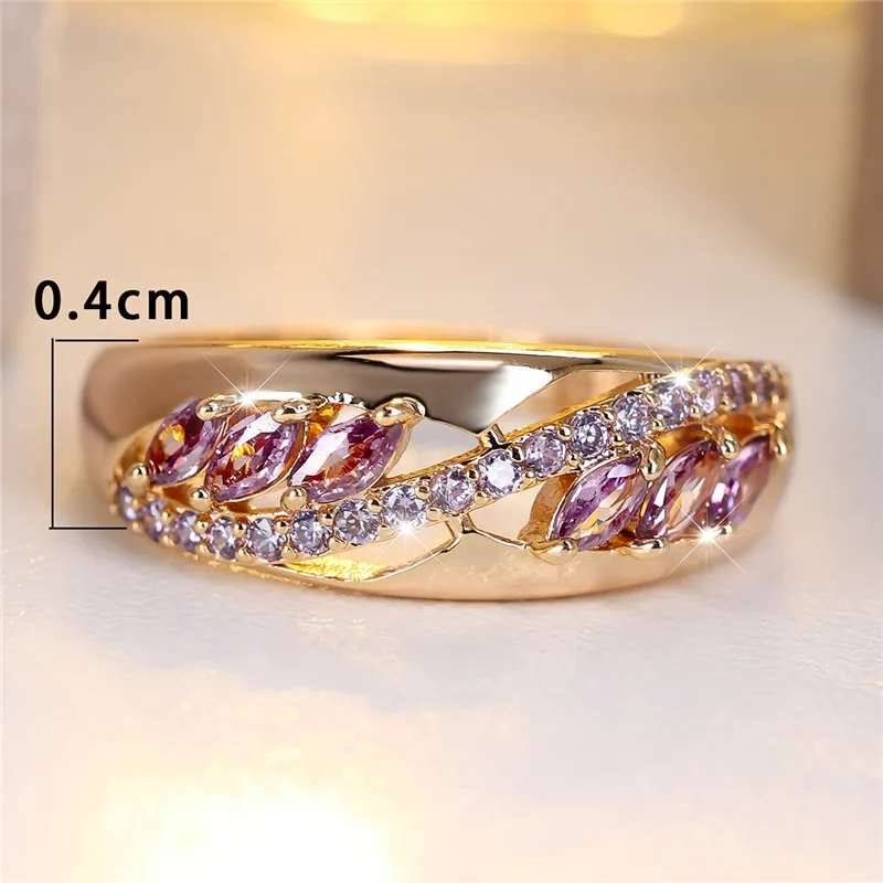 Cute Female Purple Zircon Stone Engagement Ring