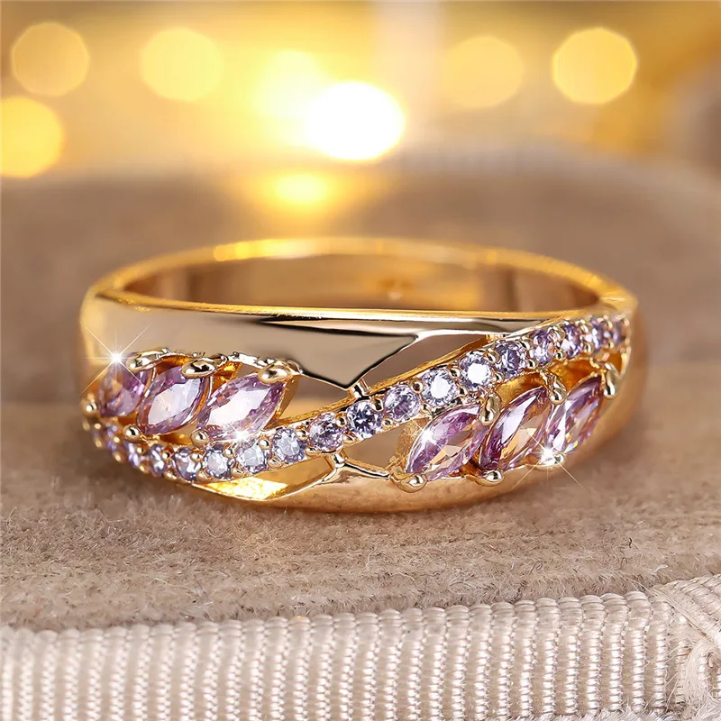 Cute Female Purple Zircon Stone Engagement Ring