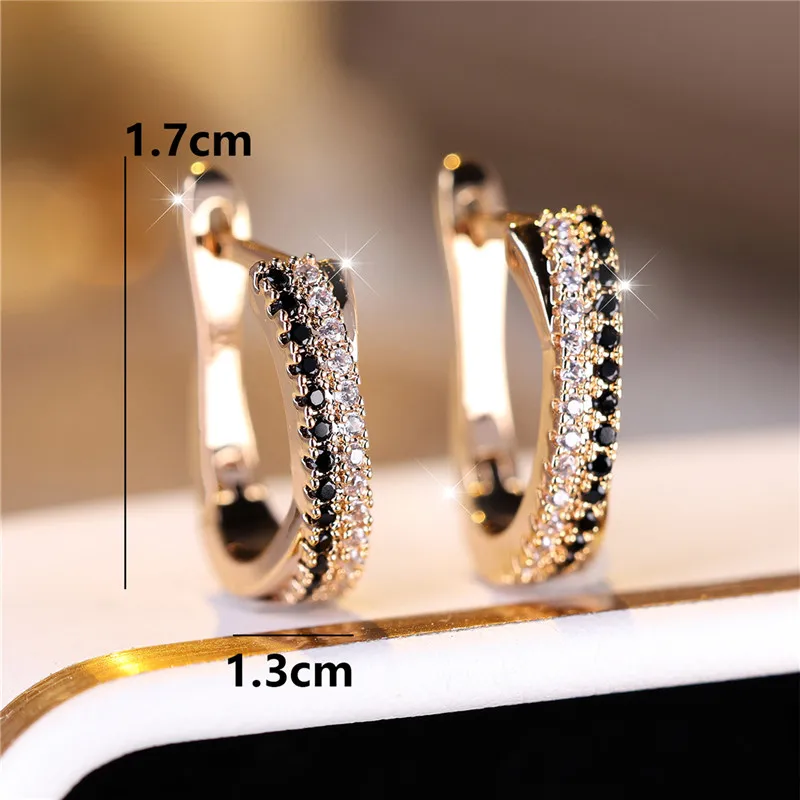 Luxury Female Black White Zircon Stone Clip Earrings Luxury Female Black White Zircon Stone Clip Earrings