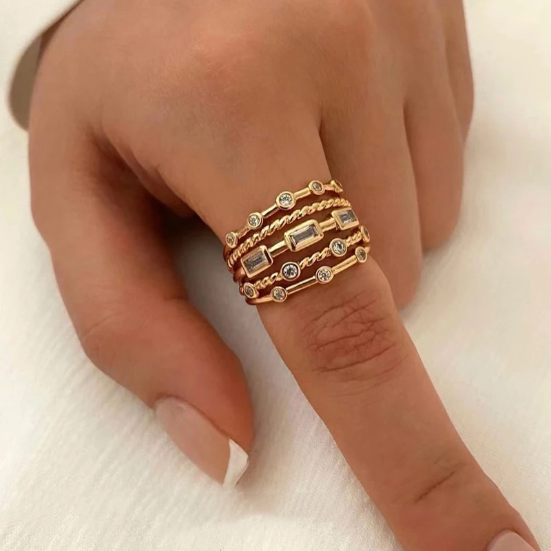 Stainless Steel 18 K Gold Plated Sun Rings for Women
