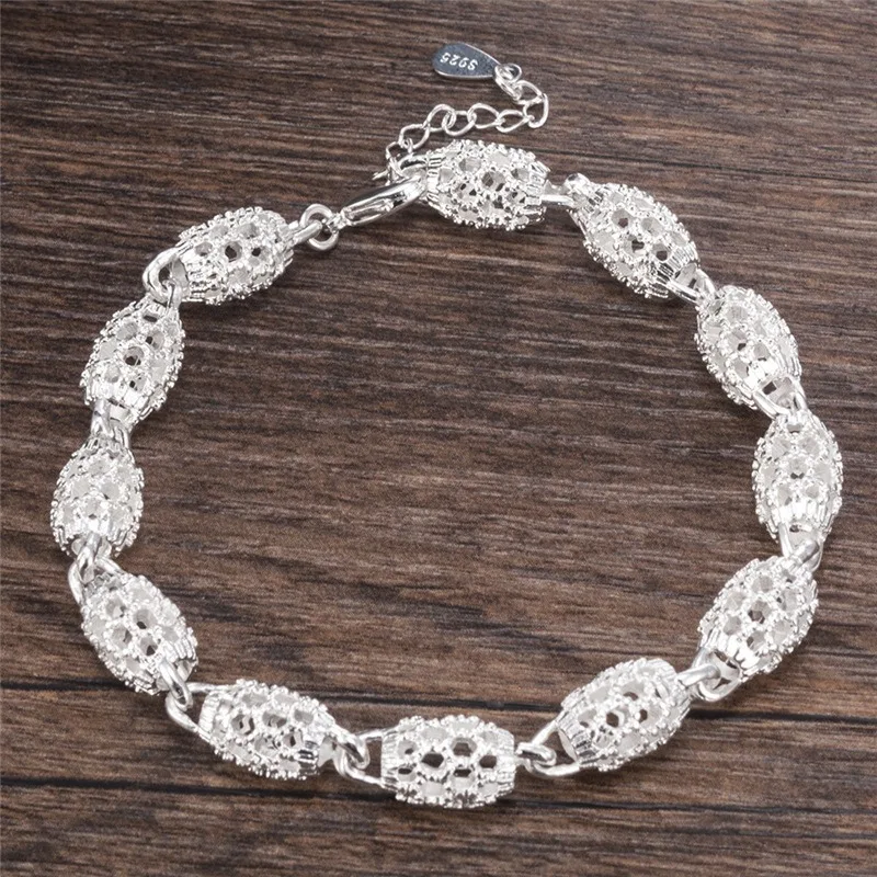 Sterling Silver Lantern Ball Charm Bracelets For Women