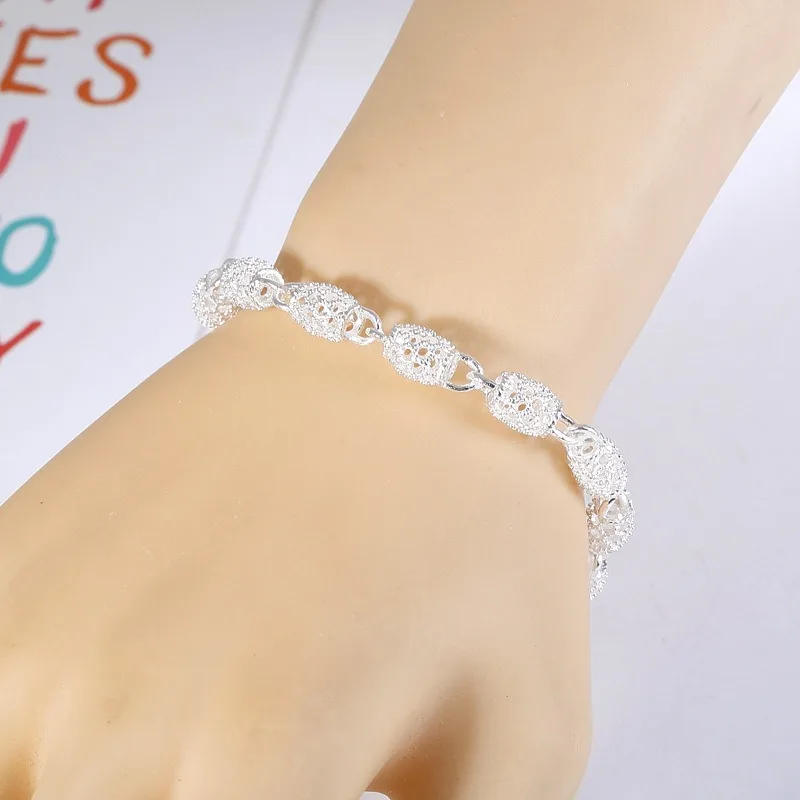 Sterling Silver Lantern Ball Charm Bracelets For Women