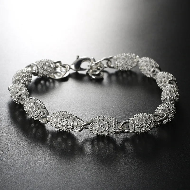Sterling Silver Lantern Ball Charm Bracelets For Women