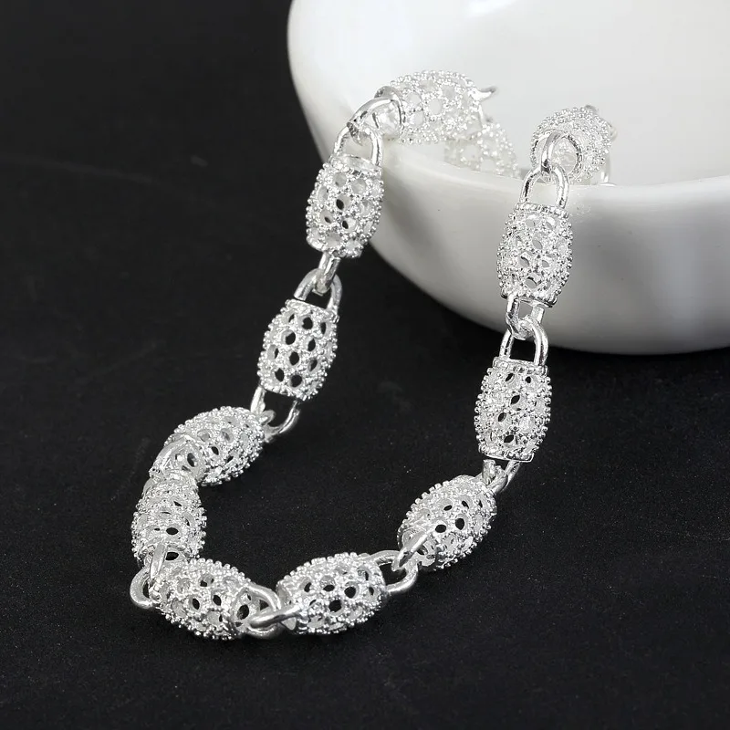 Sterling Silver Lantern Ball Charm Bracelets For Women