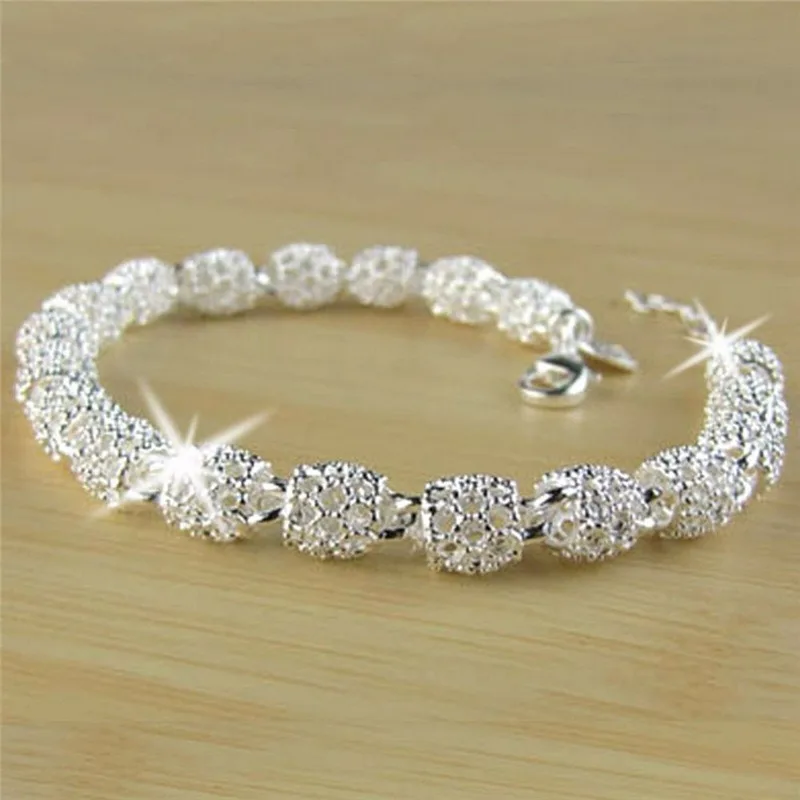 Sterling Silver Lantern Ball Charm Bracelets For Women