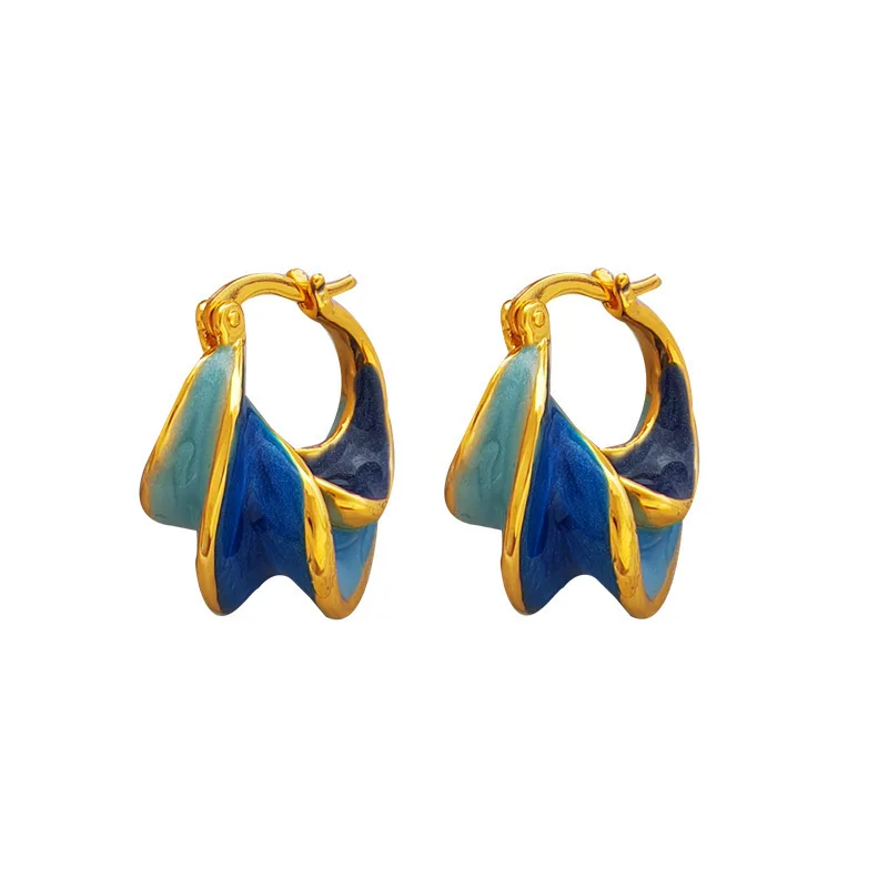 Enamel Color Metal Texture Small Hoop Earrings for Women Enamel Color Metal Texture Small Hoop Earrings for Women