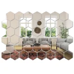 45pcs Hexagon Mirror Wall Art Sticker Decor