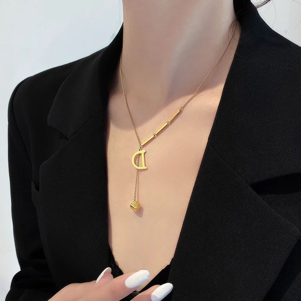 Initial Letter Stainless Steel Pendant Necklace for Women Initial Letter Stainless Steel Pendant Necklace for Women