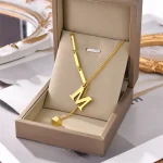 Initial Letter Stainless Steel Pendant Necklace for Women