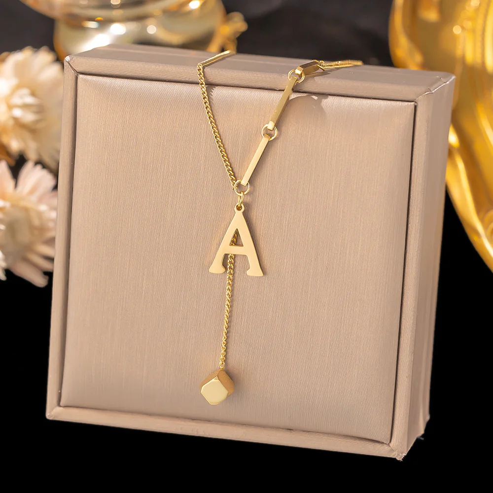 Initial Letter Stainless Steel Pendant Necklace for Women Initial Letter Stainless Steel Pendant Necklace for Women
