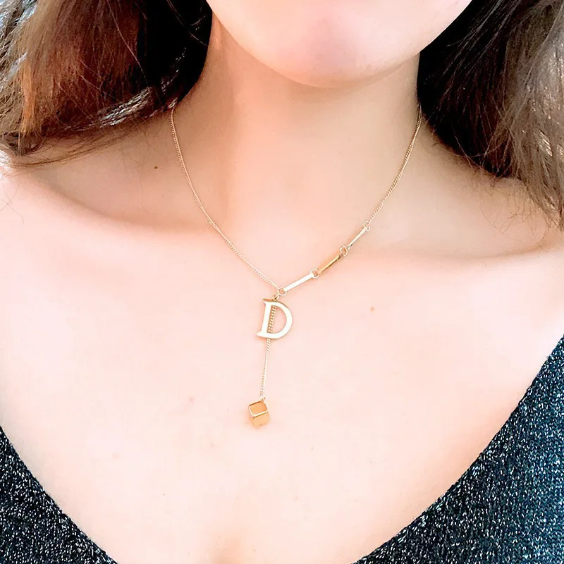 Initial Letter Stainless Steel Pendant Necklace for Women Initial Letter Stainless Steel Pendant Necklace for Women