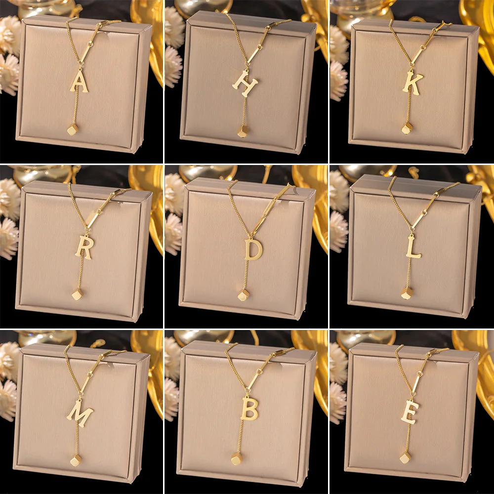 Initial Letter Stainless Steel Pendant Necklace for Women Initial Letter Stainless Steel Pendant Necklace for Women