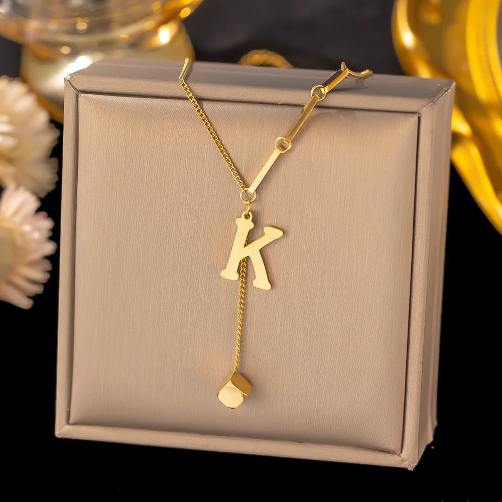 Initial Letter Stainless Steel Pendant Necklace for Women Initial Letter Stainless Steel Pendant Necklace for Women