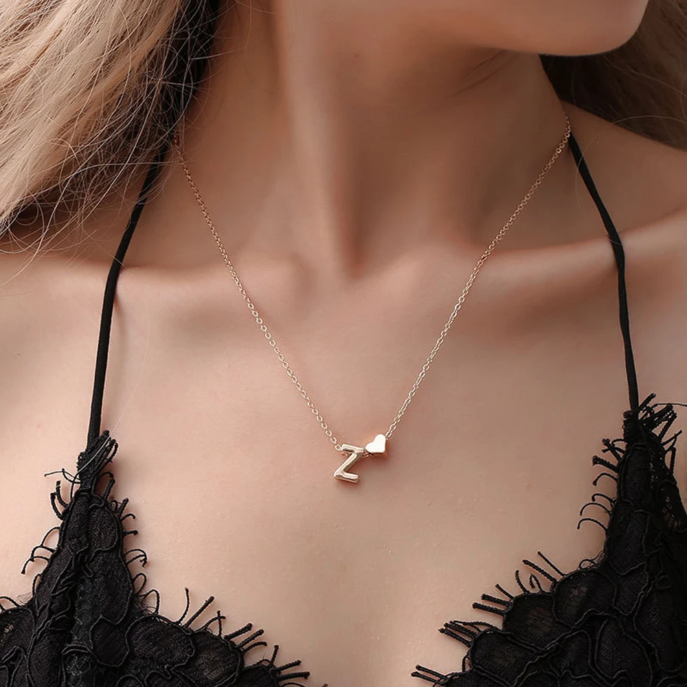 26 Letters Fashion Tiny Heart Dainty Initial Necklace 26 Letters Fashion Tiny Heart Dainty Initial Necklace