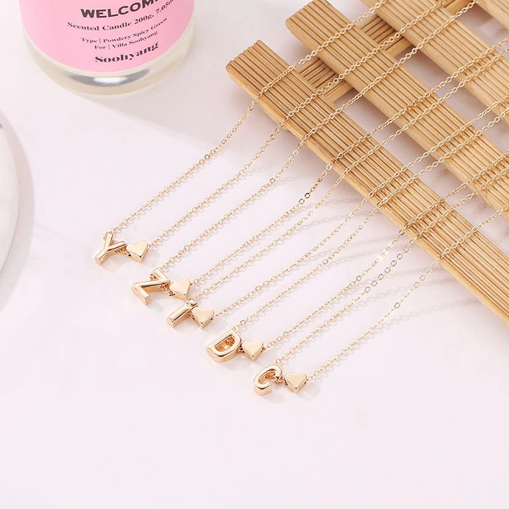 26 Letters Fashion Tiny Heart Dainty Initial Necklace 26 Letters Fashion Tiny Heart Dainty Initial Necklace