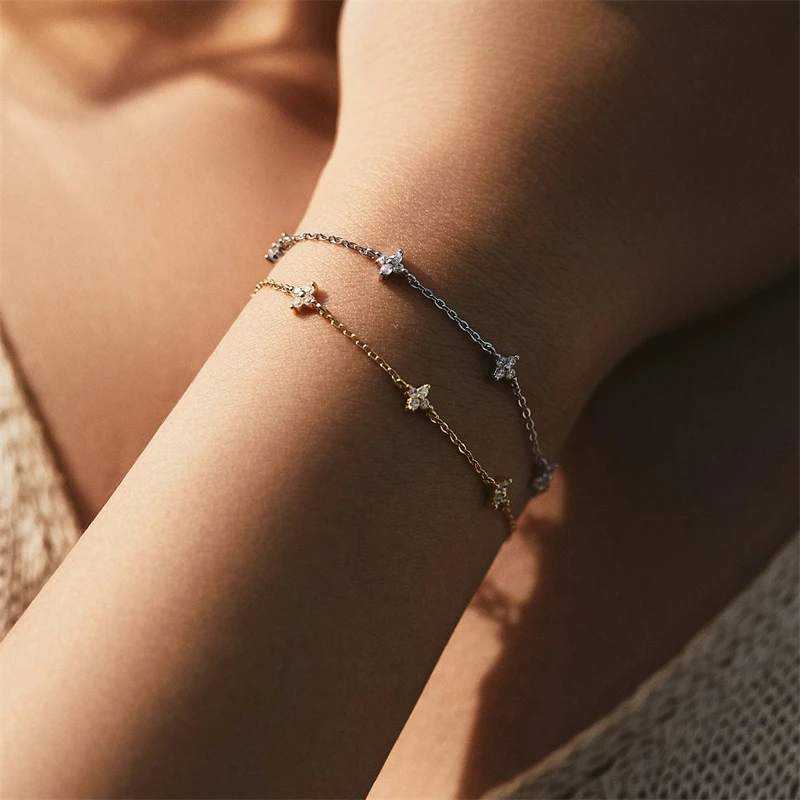 Crystal Flower Stainless Steel Bracelet for Women