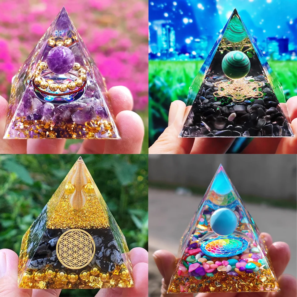 Energy Generator Orgone Pyramid Natural stone amethyst crystal