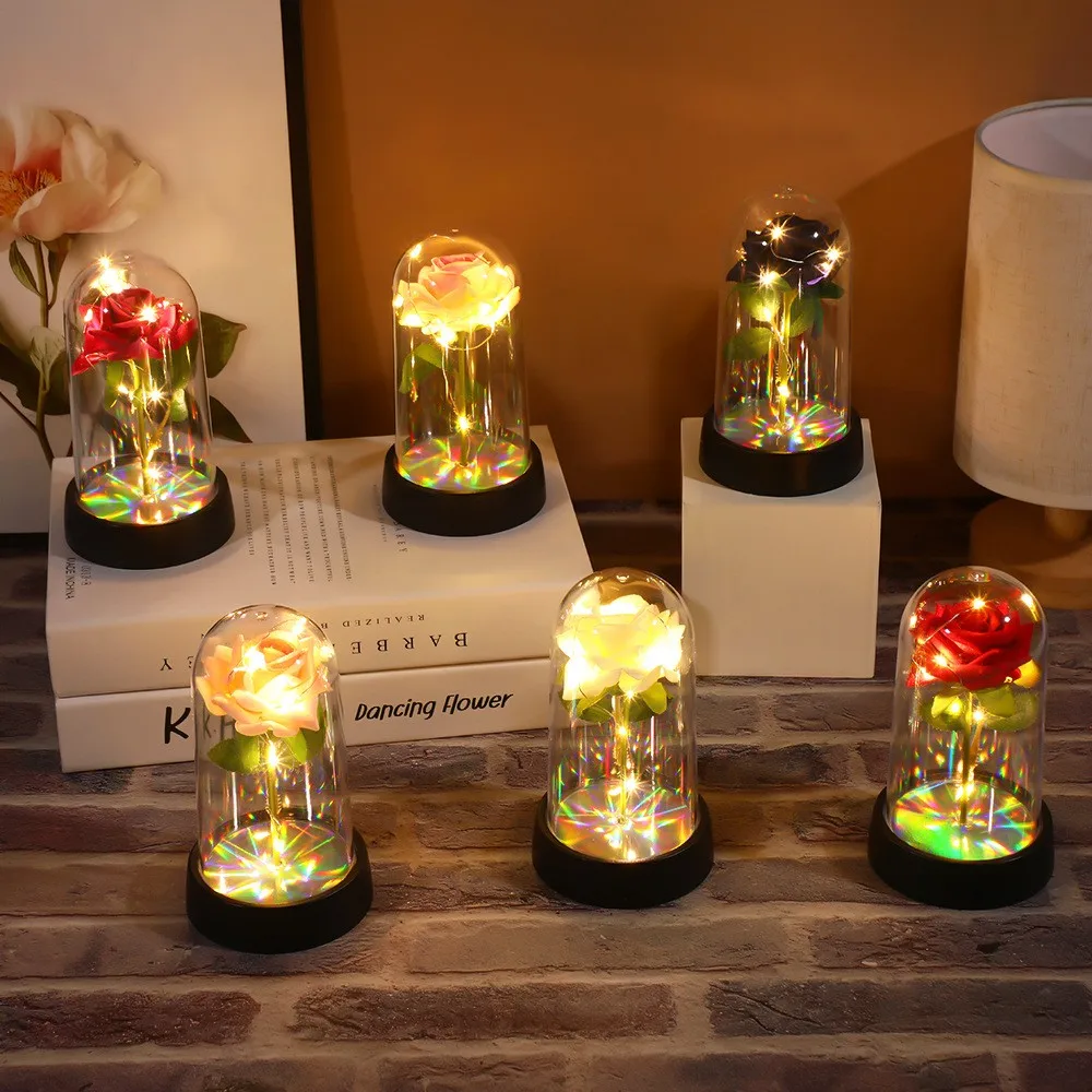 Eternal Rose Flower Colorful Luminous Ornament For Women