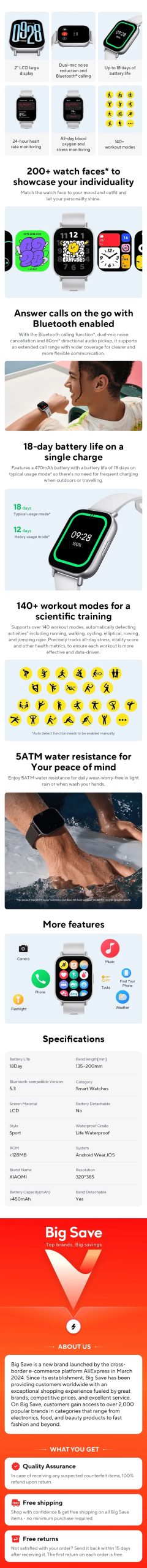 Xiaomi Redmi Watch 5 Active 2'' Display 140+ Workout Modes Bluetooth Calling Xiaomi Redmi Watch 5 Active 2'' Display 140+ Workout Modes Bluetooth Calling