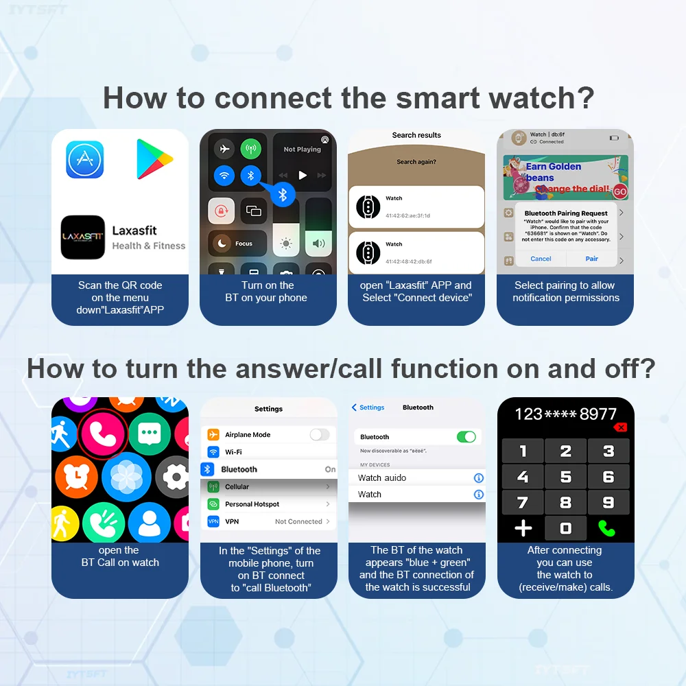 LAXASFIT H9 and H6 Dial to Answer Calls Bluetooth Smart Watch