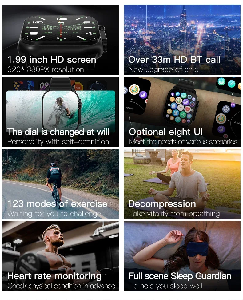 T900 Ultra 2 AMOLED Screen NFC Compass Waterproof Smart Watch