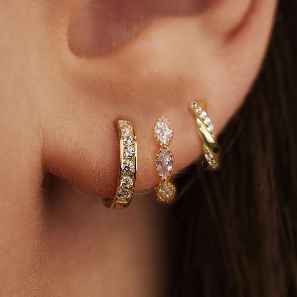 1PC 18K Gold Plated Stainless Steel Round Circle Earrings for Women