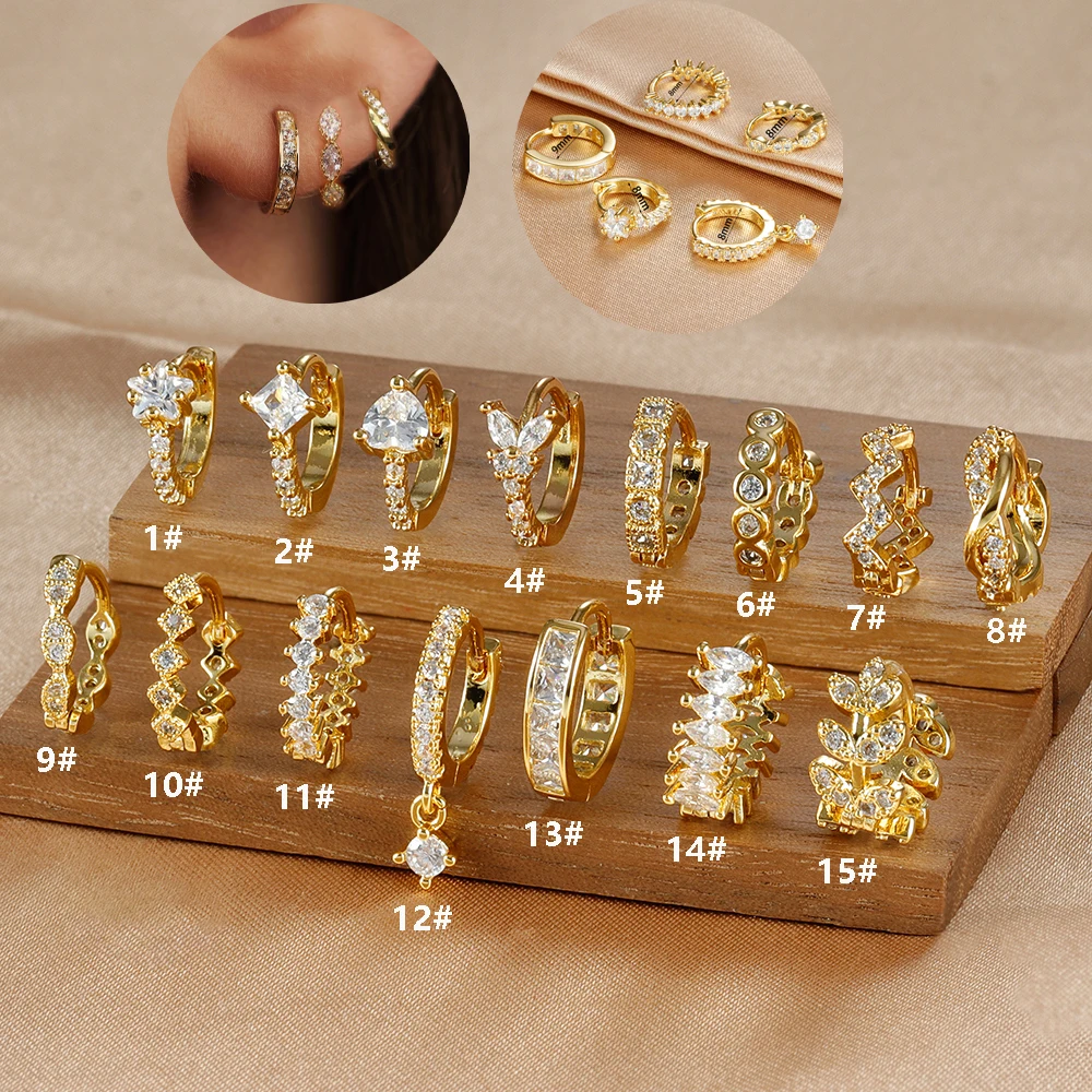 1PC 18K Gold Plated Stainless Steel Round Circle Earrings for Women