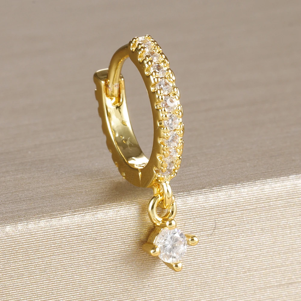 1PC 18K Gold Plated Stainless Steel Round Circle Earrings for Women