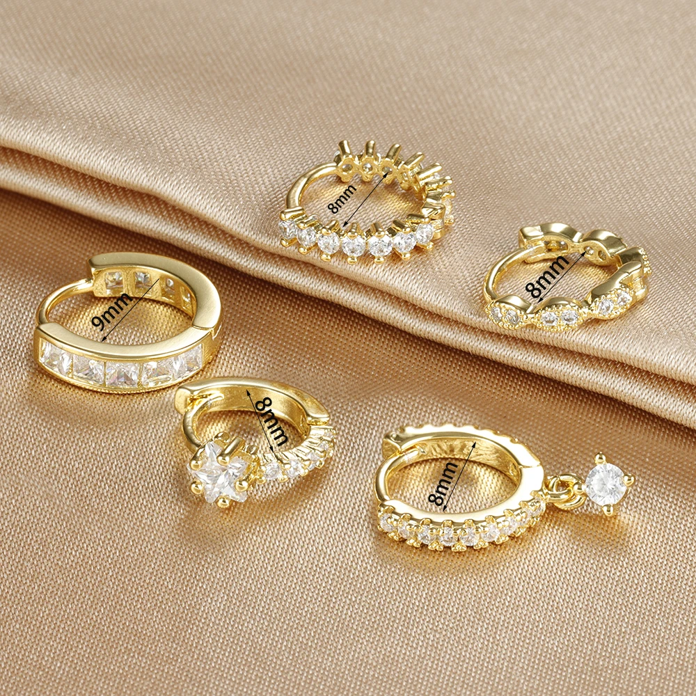 1PC 18K Gold Plated Stainless Steel Round Circle Earrings for Women