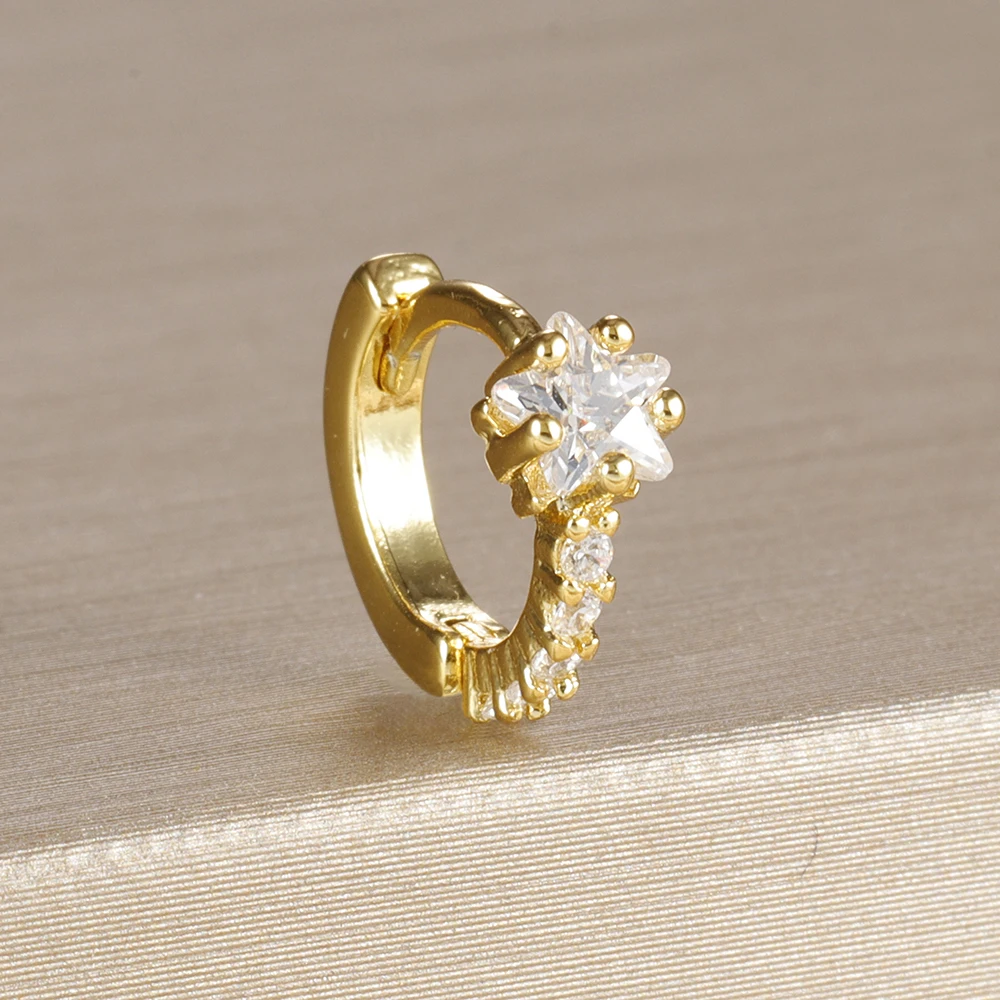1PC 18K Gold Plated Stainless Steel Round Circle Earrings for Women