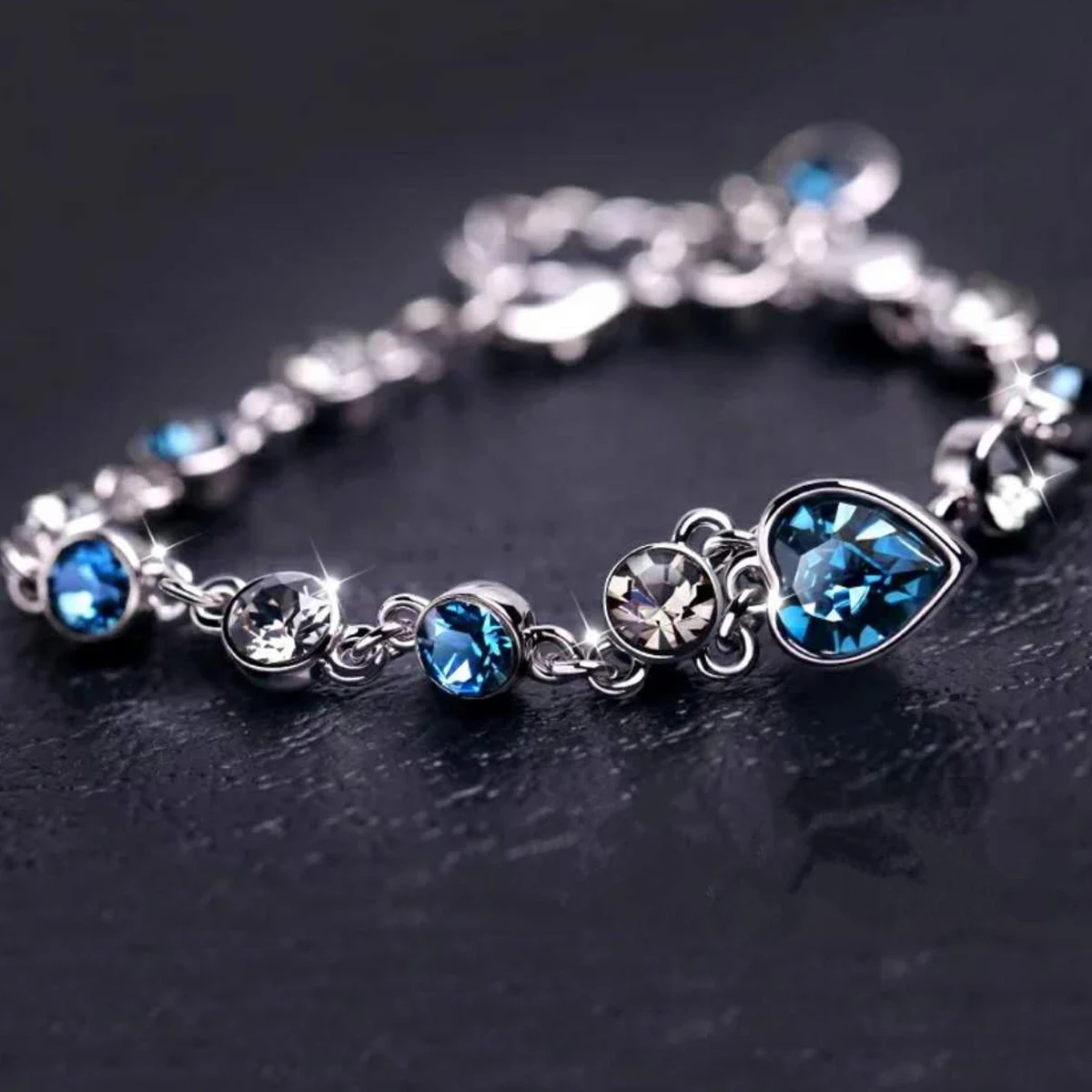 Blue Crystal Silver Color Lucky Bracelet for women