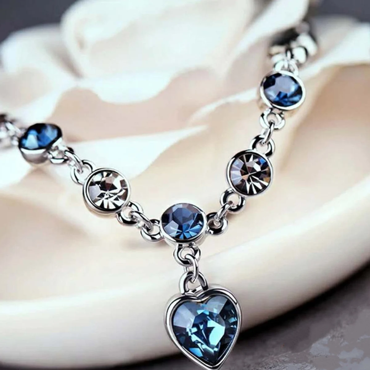Blue Crystal Silver Color Lucky Bracelet for women