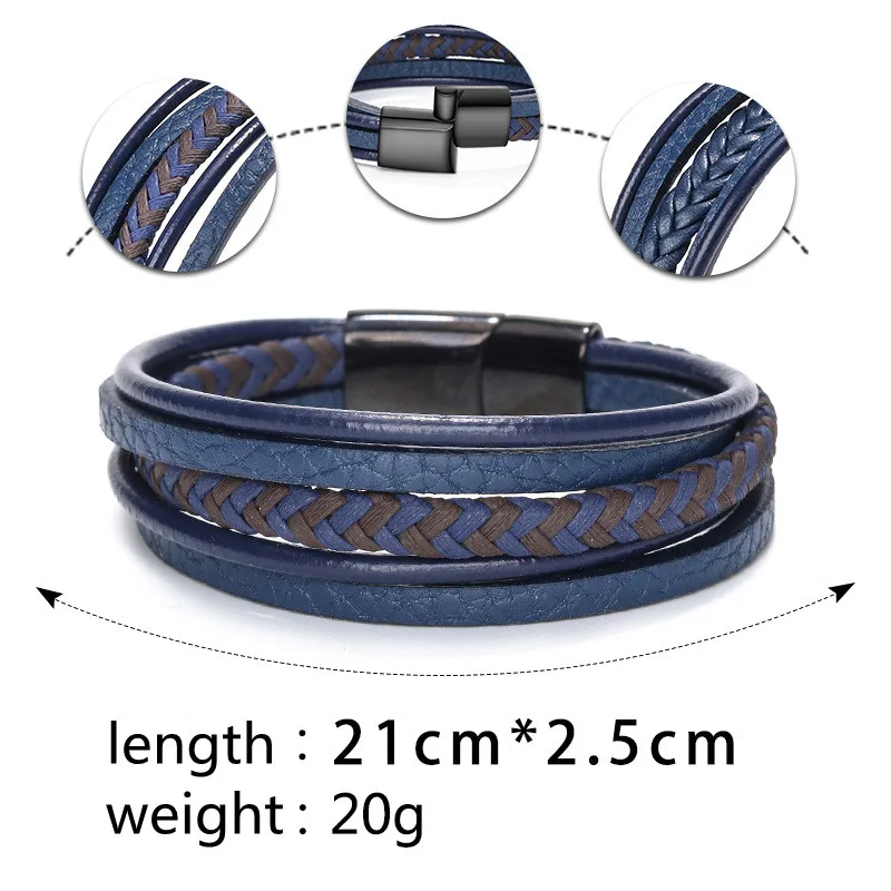 Stainless Steel Trendy Leather Bracelets For Men
