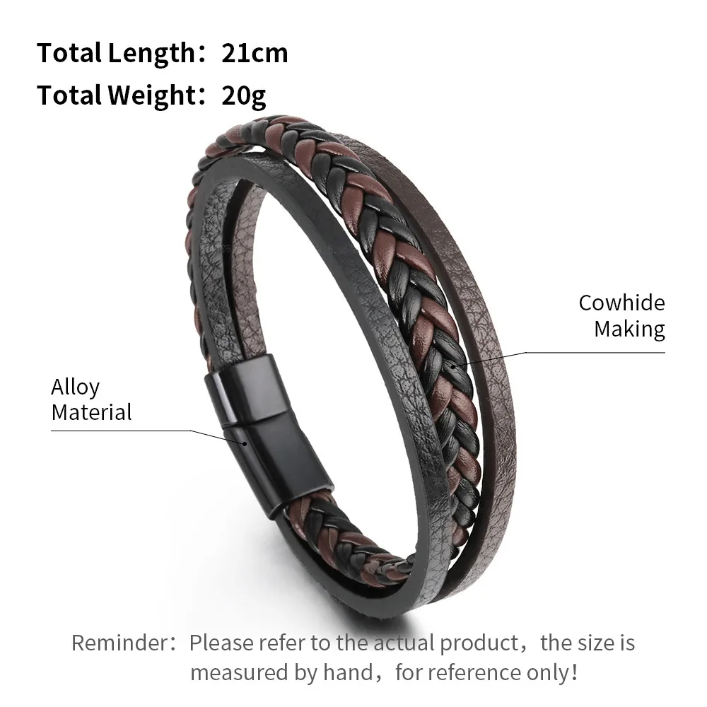 Stainless Steel Trendy Leather Bracelets For Men