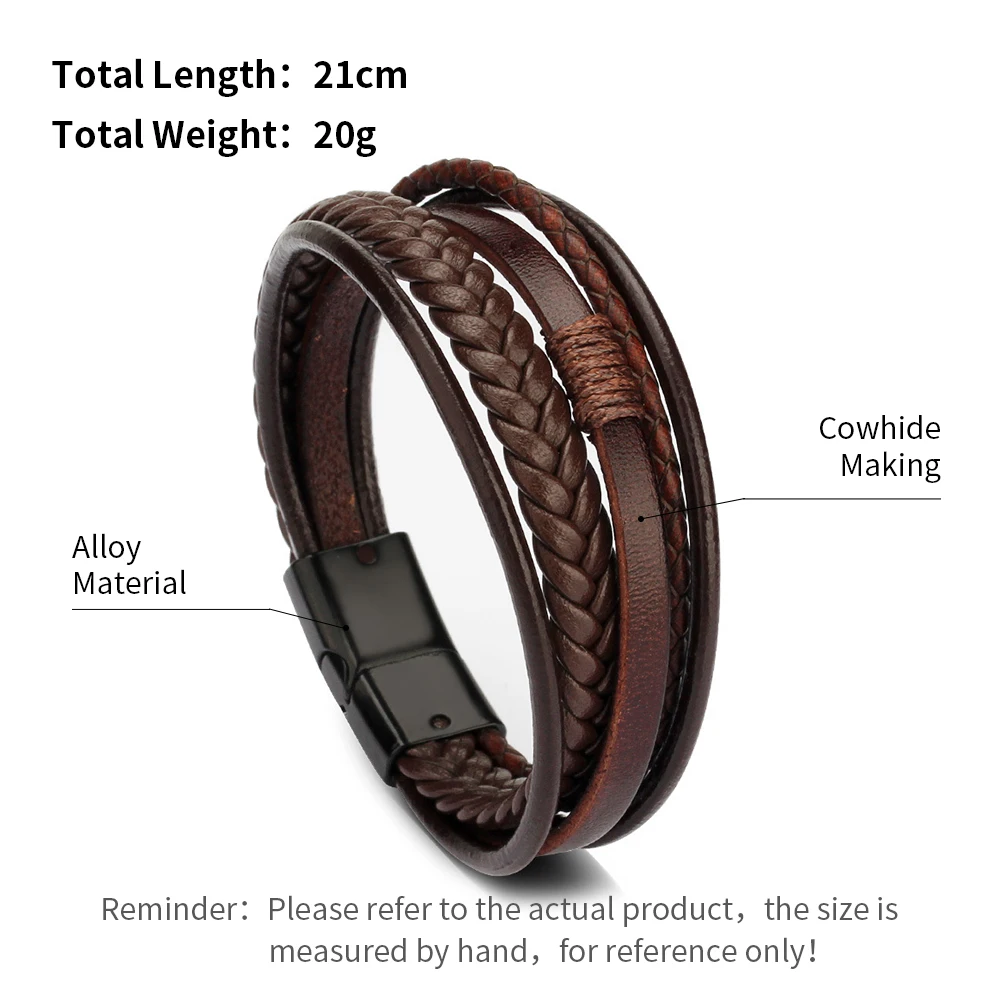 Stainless Steel Trendy Leather Bracelets For Men