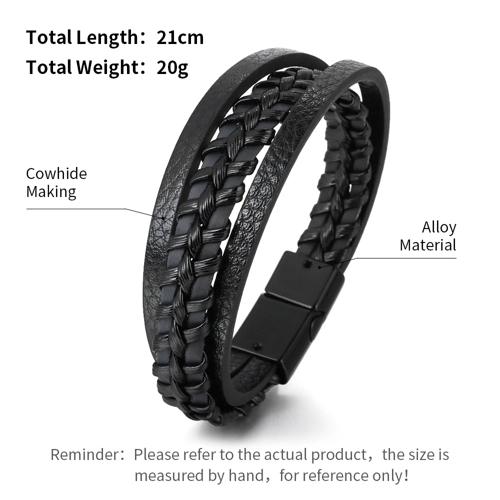 Stainless Steel Trendy Leather Bracelets For Men