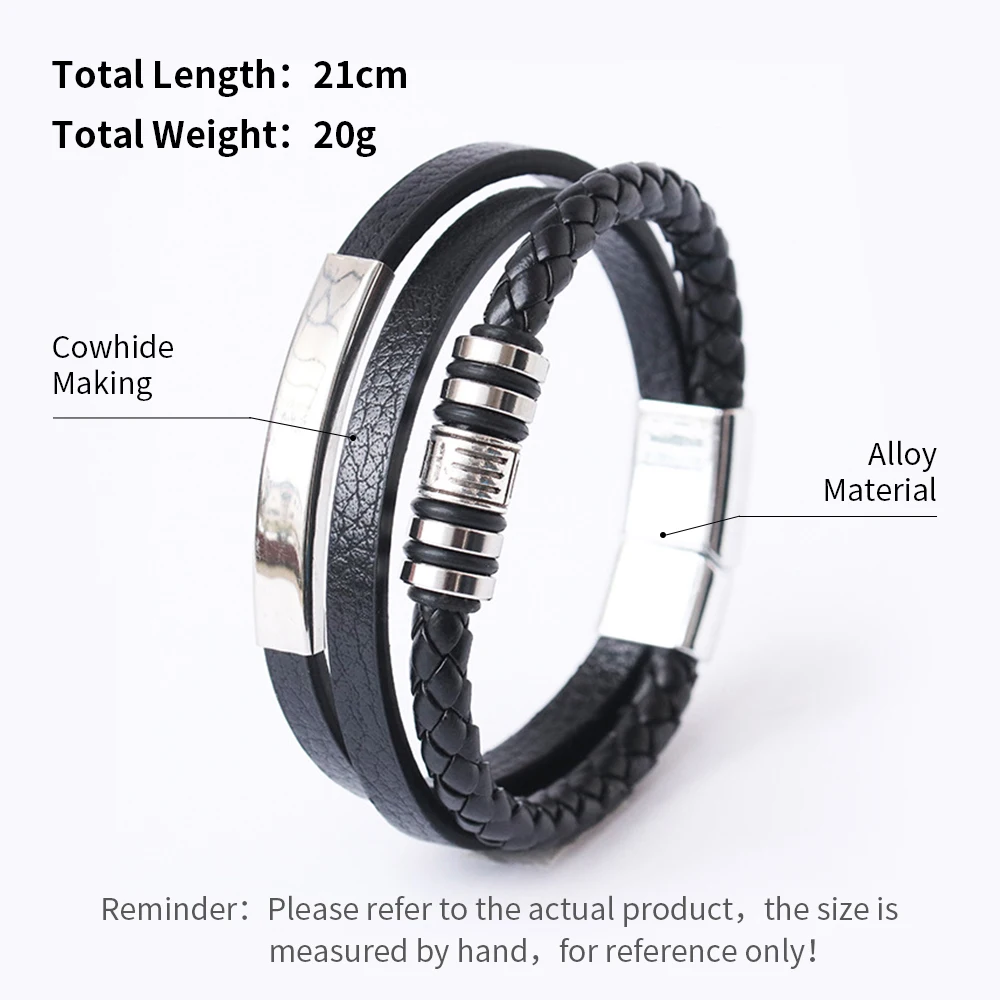 Stainless Steel Trendy Leather Bracelets For Men